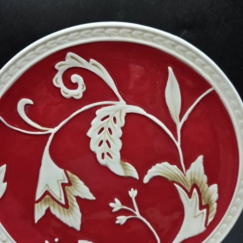 Fitz & Floyd Town & Country Salad Dessert Plate Red Cream 8.5in EUC 6532685 - Thumbnail 2