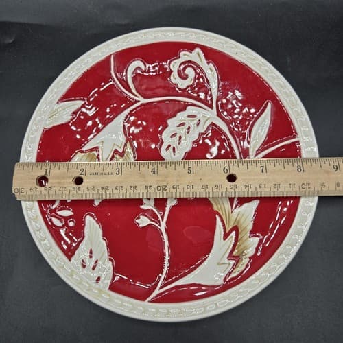 Fitz & Floyd Town & Country Salad Dessert Plate Red Cream 8.5in EUC 6532685 - Thumbnail 7