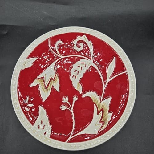 Fitz & Floyd Town & Country Salad Dessert Plate Red Cream 8.5in EUC 6532685 - Thumbnail 4