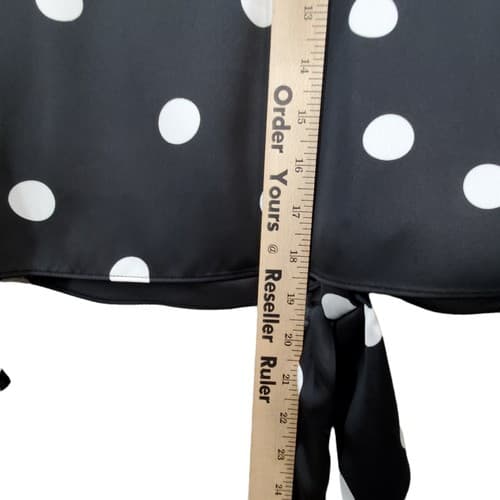 Bar III Women Blouse Top Black S Cropped White Polka Dots Bell Sleeves Front Tie - Thumbnail 10