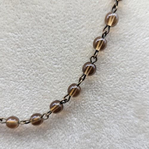 Napier Square Pendant Necklace Brown Glass Beads Amber Green Gold Stones Vintage - Thumbnail 6