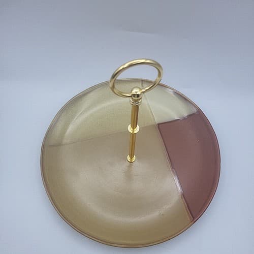 Sango Gold Dust Sienna 5039 Stoneware Tidbit Tray Geometric Earth Tones Fall - Thumbnail 2
