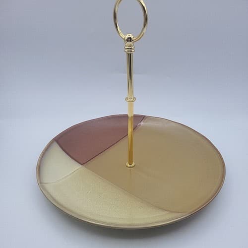 Sango Gold Dust Sienna 5039 Stoneware Tidbit Tray Geometric Earth Tones Fall - Thumbnail 3