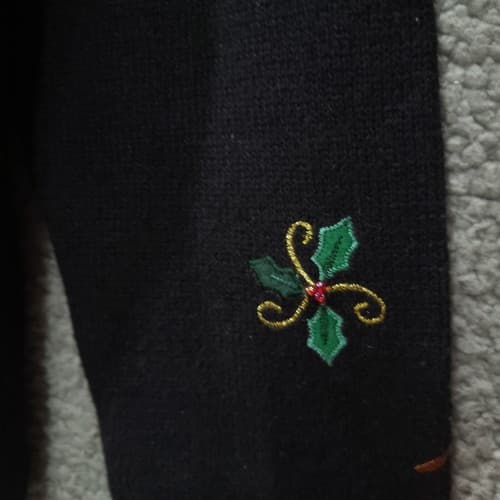 Vintage Womens Christmas Sweater Black M Embellished Heirloom Collectibles Trees - Thumbnail 7