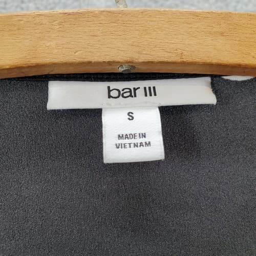 Bar III Women Blouse Top Black S Cropped White Polka Dots Bell Sleeves Front Tie - Thumbnail 6