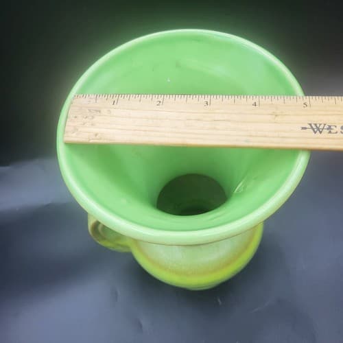 Vintage Japanese Vase Urn Green Double Handles Orange Stripes MCM Cottagecore - Thumbnail 12
