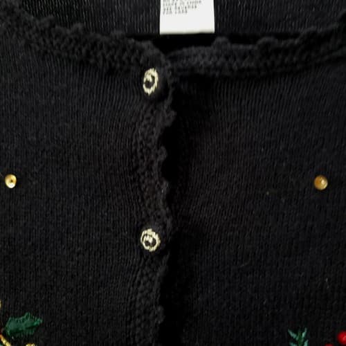 Vintage Womens Christmas Sweater Black M Embellished Heirloom Collectibles Trees - Thumbnail 8