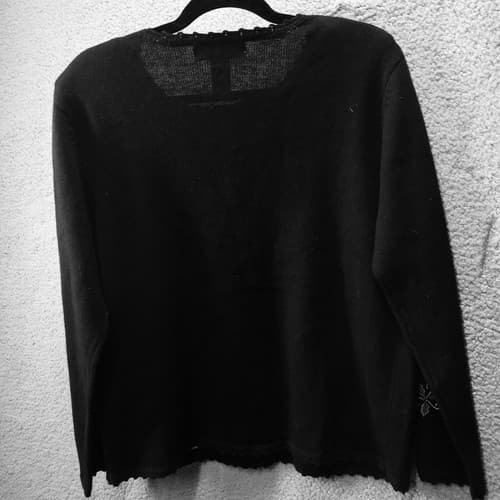 Vintage Womens Christmas Sweater Black M Embellished Heirloom Collectibles Trees - Thumbnail 2