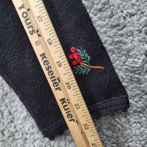 Vintage Womens Christmas Sweater Black M Embellished Heirloom Collectibles Trees - Thumbnail 10