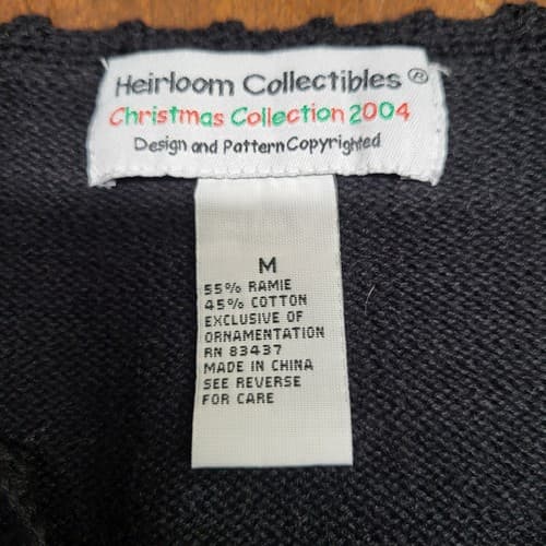 Vintage Womens Christmas Sweater Black M Embellished Heirloom Collectibles Trees - Thumbnail 6