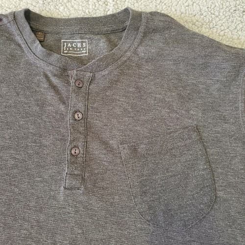 Jachs New York Mens Shirt XL Cotton Pocket Henley Long Sleeve Comfortable Modern - Thumbnail 4