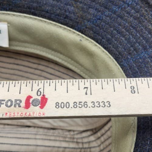Country Gentleman Hat Cap L Fedora Bucket Traveler Cap Blue Windowpane Vintage - Thumbnail 10