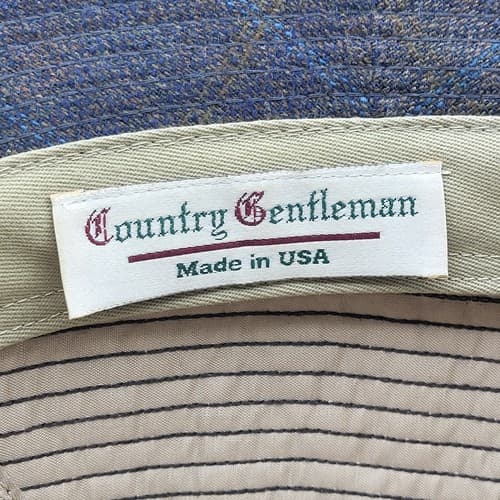 Country Gentleman Hat Cap L Fedora Bucket Traveler Cap Blue Windowpane Vintage - Thumbnail 7