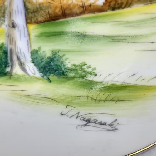 Vintage Japanese Handpainted Plates Set Decorative 6in Signed Classic Scenes - Thumbnail 6