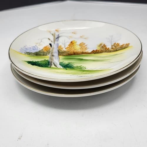 Vintage Japanese Handpainted Plates Set Decorative 6in Signed Classic Scenes - Thumbnail 8