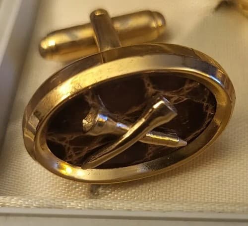 Vintage Mens Anson Cufflink Tie Clip Set Genuine Alligator w/Original Box 1950s - Thumbnail 2