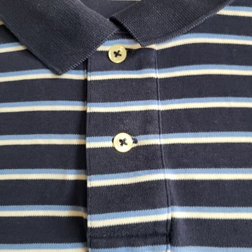 POLO Ralph Lauren Mens Shirt Blue Stripe XXL Cotton Small White Pony - Thumbnail 3