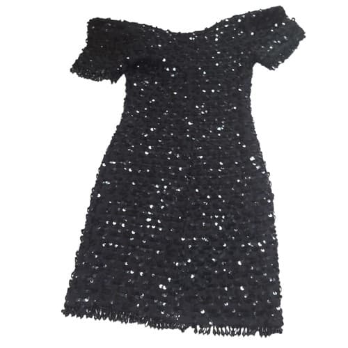 Little Black Dress Full Sequins Short Off Shoulder S Party Wedding Glamour Sexy - Thumbnail 3