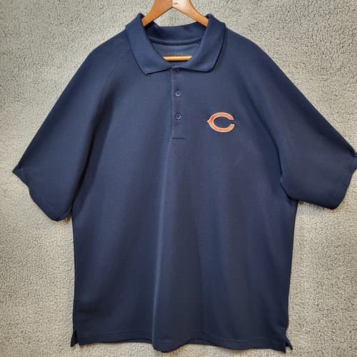 Chicago Bears Mens Shirt Polo Blue XL Polyester Orange Logo AntiguActivewear - Image 1