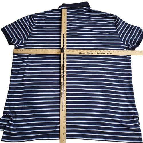 POLO Ralph Lauren Mens Shirt Blue Stripe XXL Cotton Small White Pony - Thumbnail 9