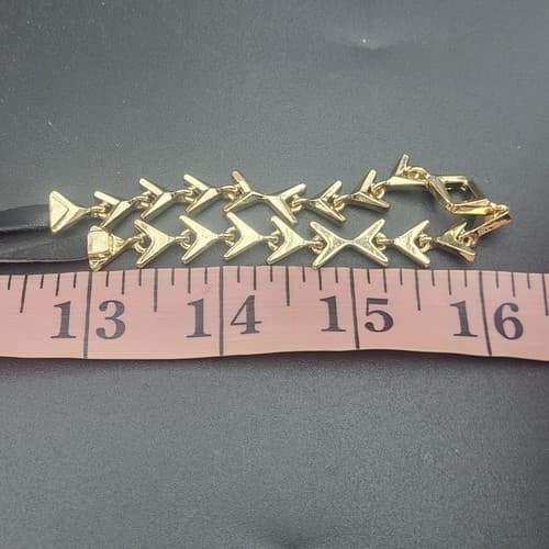 Sam Edelman Necklace Triangle Goldtone Link Leather Adjustable Sliding Bead Boho - Thumbnail 9