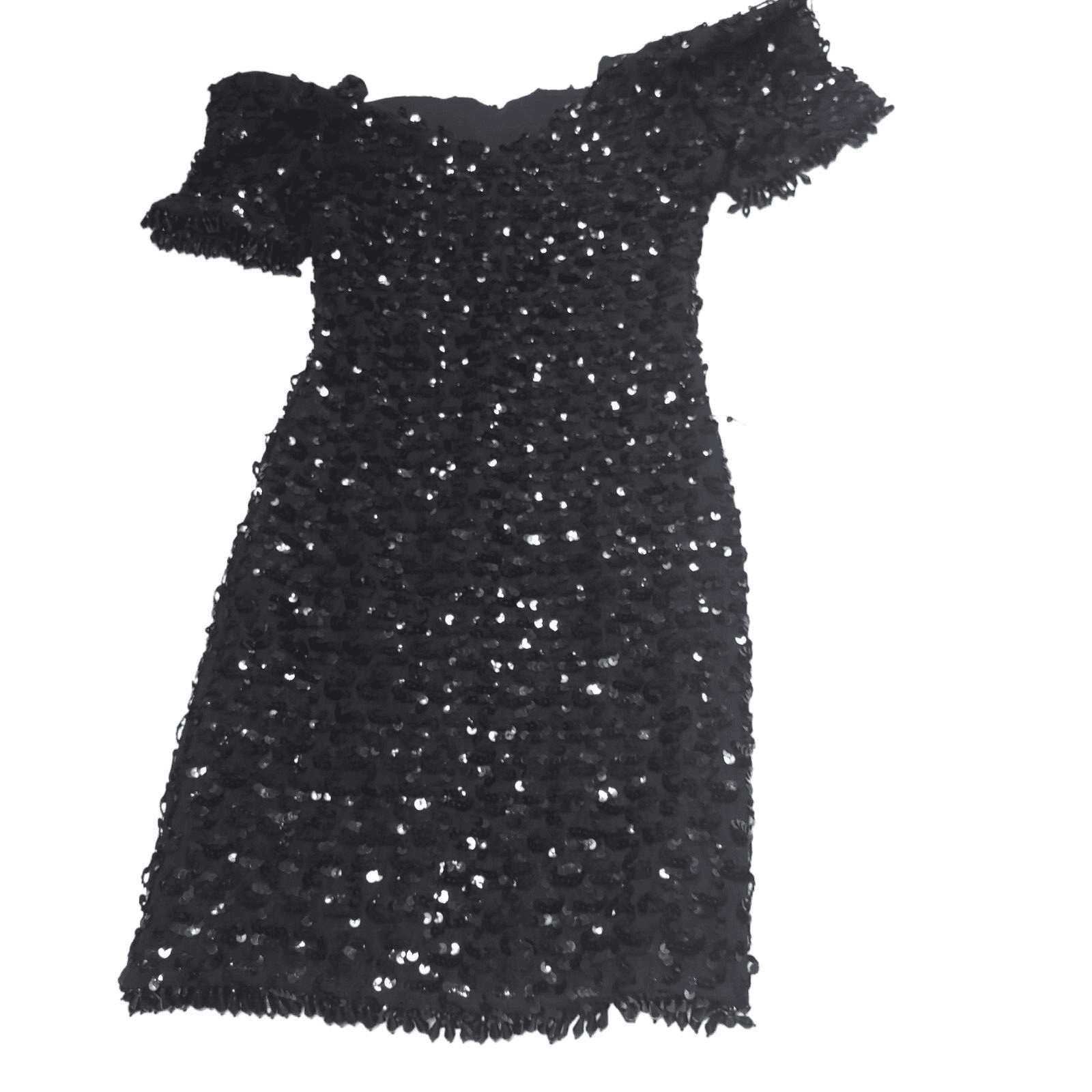 Little Black Dress Full Sequins Short Off Shoulder S Party Wedding Glamour Sexy - Thumbnail 4