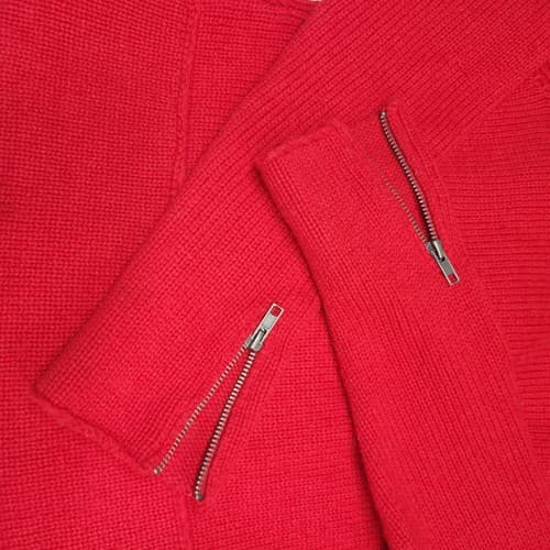 Carole Little Womens Sweater Jacket Red M Wool Blend Heavy Knit Zippers Snaps - Thumbnail 8