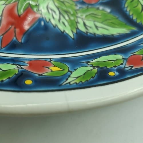 Kepameikos Greek Red Hibiscus Plate Hand-Made by Lindos-Keramik - Thumbnail 9