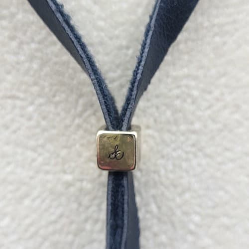 Sam Edelman Necklace Triangle Goldtone Link Leather Adjustable Sliding Bead Boho - Thumbnail 6