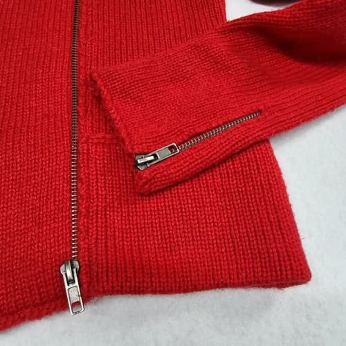 Carole Little Womens Sweater Jacket Red M Wool Blend Heavy Knit Zippers Snaps - Thumbnail 4