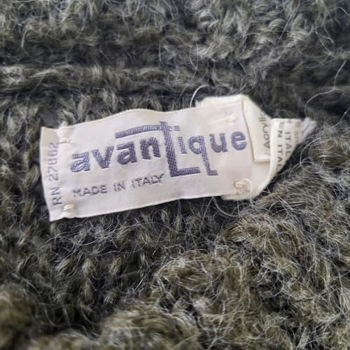 Avantique Italian Womens Sweater Deep Green S Acrylic Wool Pom Poms Cropped Boho - Thumbnail 12