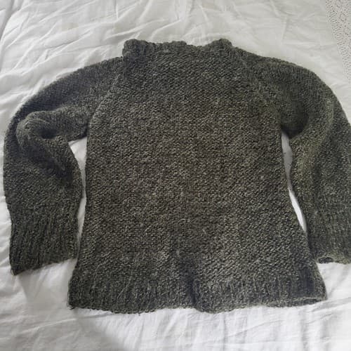 Avantique Italian Womens Sweater Deep Green S Acrylic Wool Pom Poms Cropped Boho - Thumbnail 3