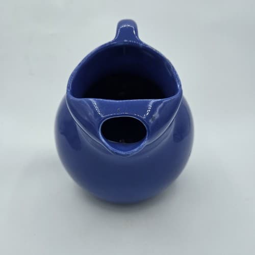 Shenango China Tilt Ball Jug Pitcher Ice Lip Royal Blue Ceramic Vintage MCM - Thumbnail 2