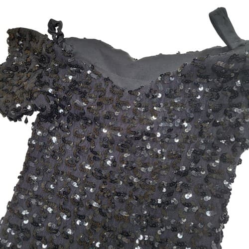 Little Black Dress Full Sequins Short Off Shoulder S Party Wedding Glamour Sexy - Thumbnail 8