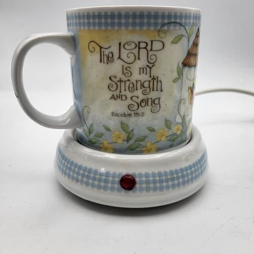 Beth Yarbrough Mug & Warmer The Lord is My Strength and Song Spring Blue Check - Thumbnail 3