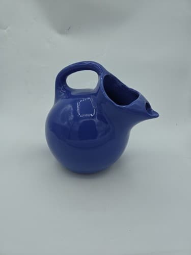 Shenango China Tilt Ball Jug Pitcher Ice Lip Royal Blue Ceramic Vintage MCM - Thumbnail 4