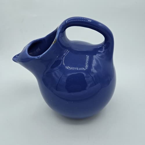 Shenango China Tilt Ball Jug Pitcher Ice Lip Royal Blue Ceramic Vintage MCM - Thumbnail 5