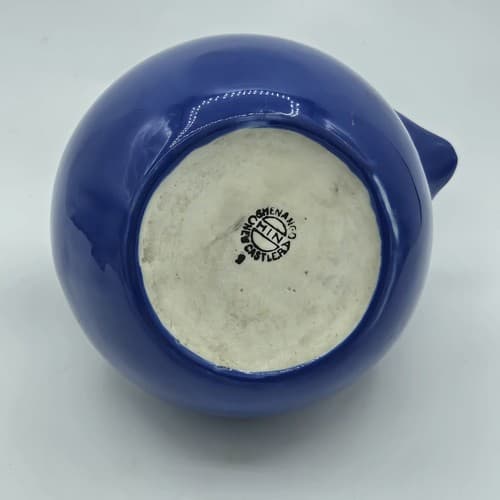 Shenango China Tilt Ball Jug Pitcher Ice Lip Royal Blue Ceramic Vintage MCM - Thumbnail 9