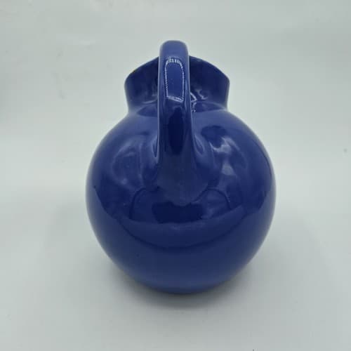 Shenango China Tilt Ball Jug Pitcher Ice Lip Royal Blue Ceramic Vintage MCM - Thumbnail 7