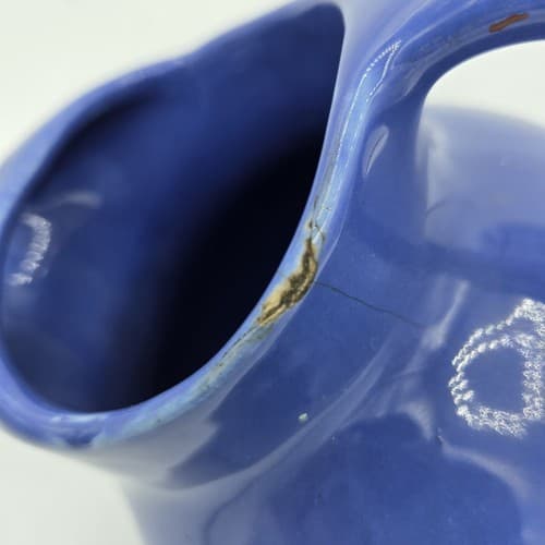 Shenango China Tilt Ball Jug Pitcher Ice Lip Royal Blue Ceramic Vintage MCM - Thumbnail 6