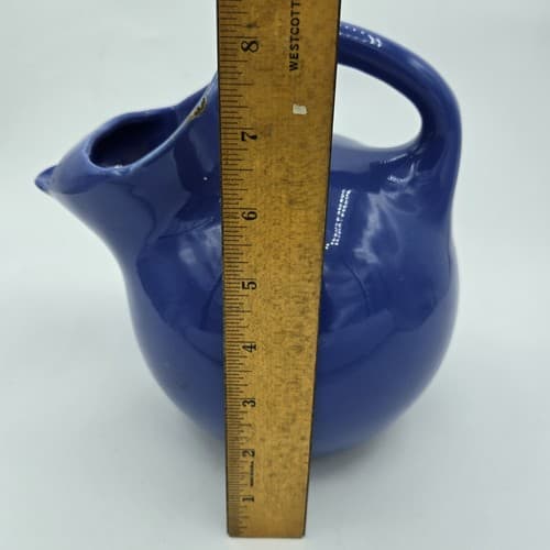 Shenango China Tilt Ball Jug Pitcher Ice Lip Royal Blue Ceramic Vintage MCM - Thumbnail 10