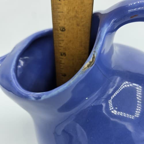 Shenango China Tilt Ball Jug Pitcher Ice Lip Royal Blue Ceramic Vintage MCM - Thumbnail 12