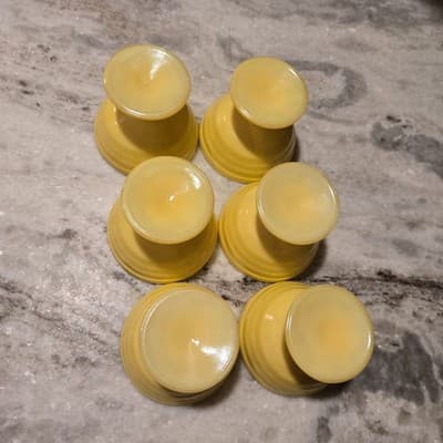 Vintage Hazel Atlas Lot 7 Moderntone Sherbert Cups Berry Dishes Yellow Blue - Thumbnail 5