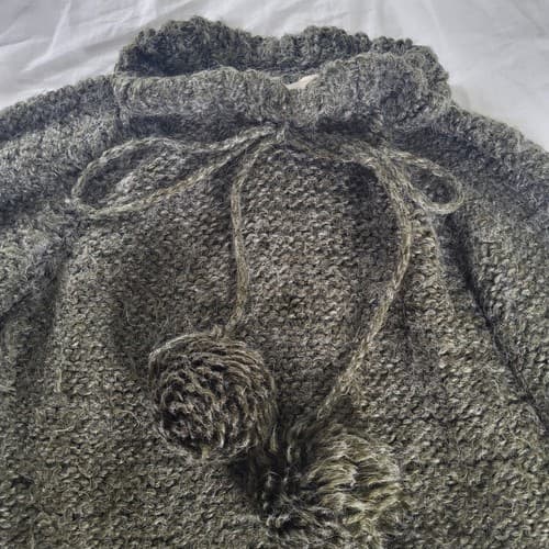 Avantique Italian Womens Sweater Deep Green S Acrylic Wool Pom Poms Cropped Boho - Thumbnail 4