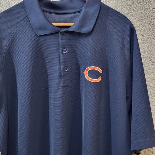 Chicago Bears Mens Shirt Polo Blue XL Polyester Orange Logo AntiguActivewear - Thumbnail 3