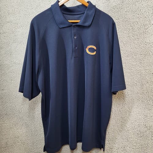 Chicago Bears Mens Shirt Polo Blue XL Polyester Orange Logo AntiguActivewear - Thumbnail 2