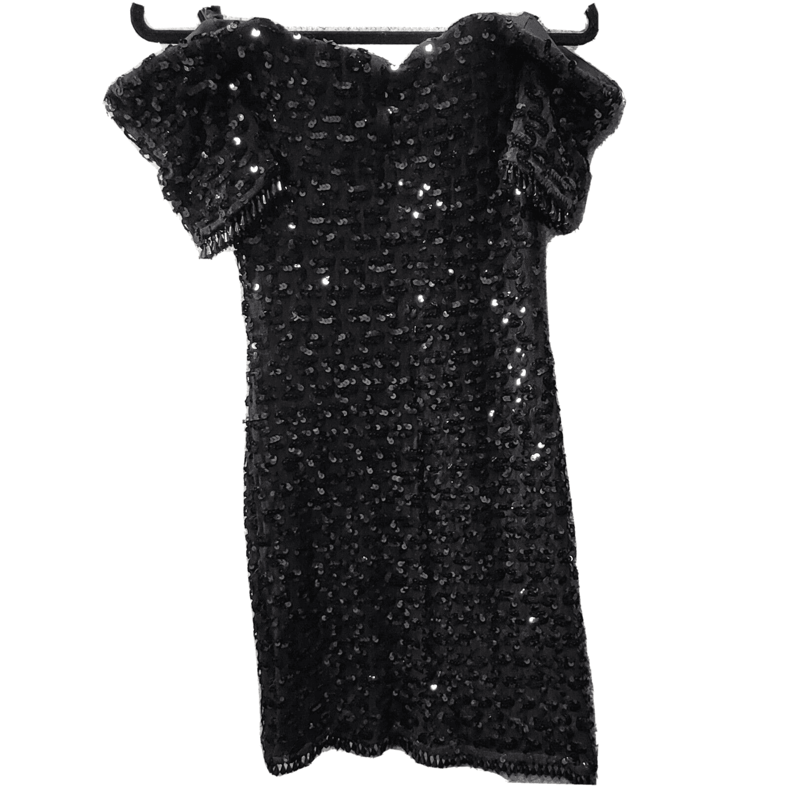 Little Black Dress Full Sequins Short Off Shoulder S Party Wedding Glamour Sexy - Image 1