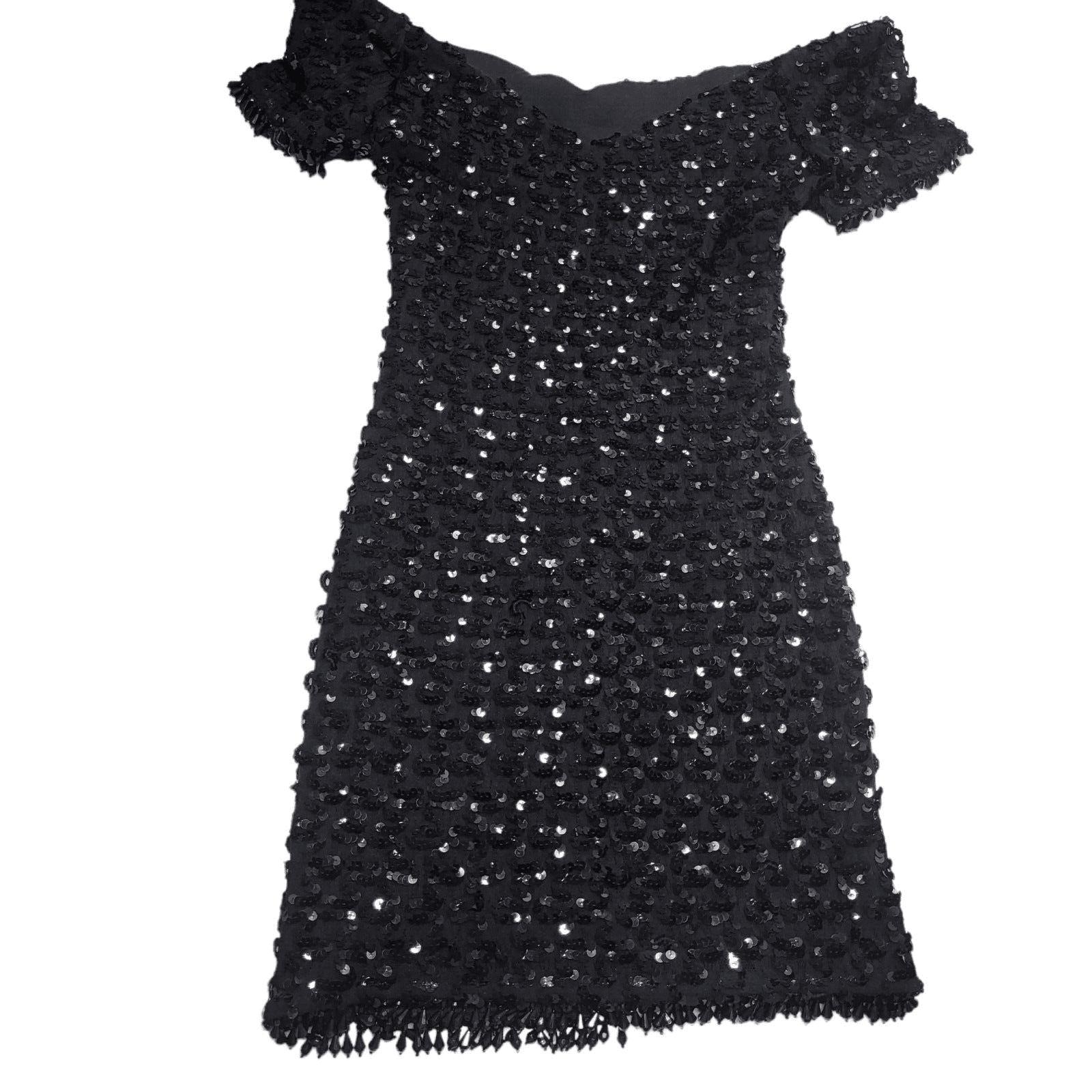 Little Black Dress Full Sequins Short Off Shoulder S Party Wedding Glamour Sexy - Thumbnail 7
