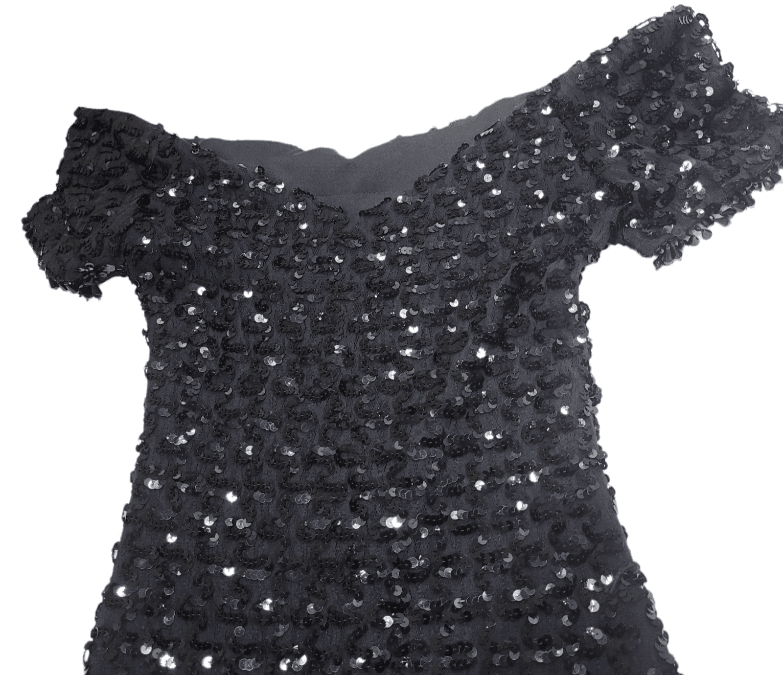 Little Black Dress Full Sequins Short Off Shoulder S Party Wedding Glamour Sexy - Thumbnail 9