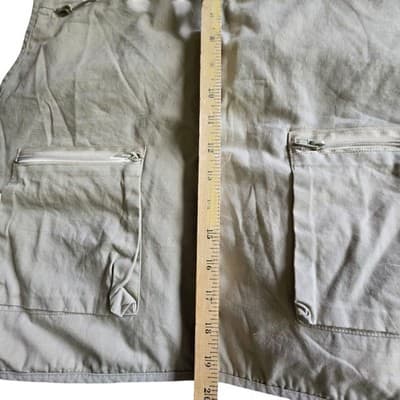 CRYSTAL RIVER Mens Fishing Vest 2XL Deluxe Khaki 27 Pockets Zippers Fly Cotton - Thumbnail 15